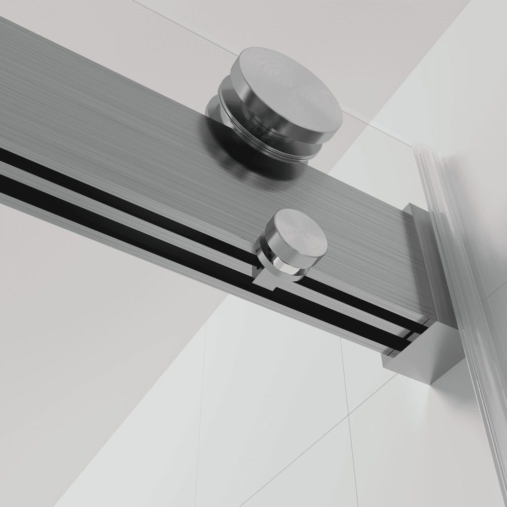 56 to 60 in W x 76 in H Double Sliding Frameless Soft-Close Shower Door with Premium 3/8 Inch (10mm) Thick Tampered Glass and Easy-cleaning Coating in Brushed Nickel/Matte Black