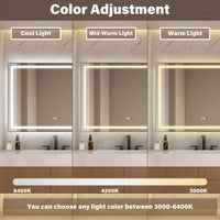 Rectangular Frameless Anti-Fog Wall-Mounted LED Light Bathroom Vanity Mirror in Silver