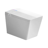 Square Smart Toilet with Built-in Tank for Modern Bathroom, Remote Control, Tankless Bidet Toilet with Foot Touching Lid Opening, Auto Flush, Heated Seat, LED Digital Display, User Memory, White/Black
