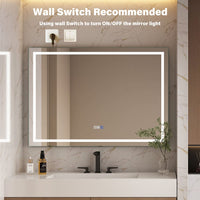 Rectangular Frameless Anti-Fog Wall-Mounted LED Light Bathroom Vanity Mirror in Silver