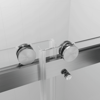 56 to 60 in W x 76 in H Double Sliding Frameless Soft-Close Shower Door with Premium 3/8 Inch (10mm) Thick Tampered Glass and Easy-cleaning Coating in Brushed Nickel/Matte Black