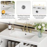 36-inch bathroom vanity with two soft-close doors, adjustable shelves and three drawers