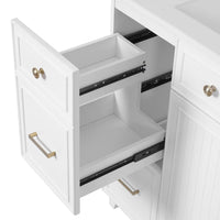36" Bathroom Vanity with Ceramic Sink, Standard and Double-Layer Drawers, Soft Close Doors, Adjustable Shelves, Modern Storage Cabinet for Small and Medium Bathrooms