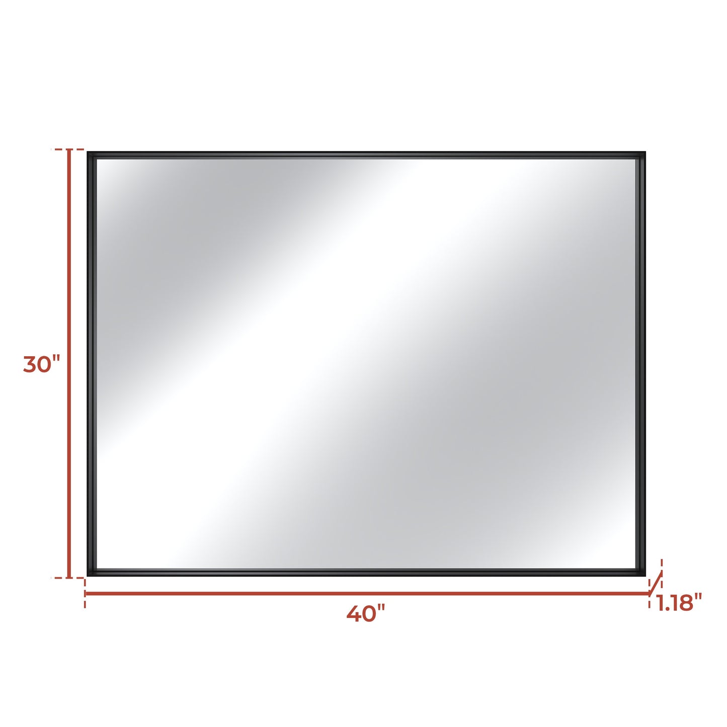 Vanityfus 30-in W 40-in H Rectangle Matte Black Framed Wall-Mounted Bathroom Vanity Mirror in Silver