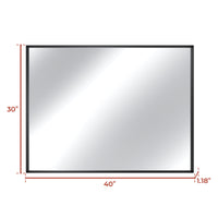 Vanityfus 30-in W 40-in H Rectangle Matte Black Framed Wall-Mounted Bathroom Vanity Mirror in Silver