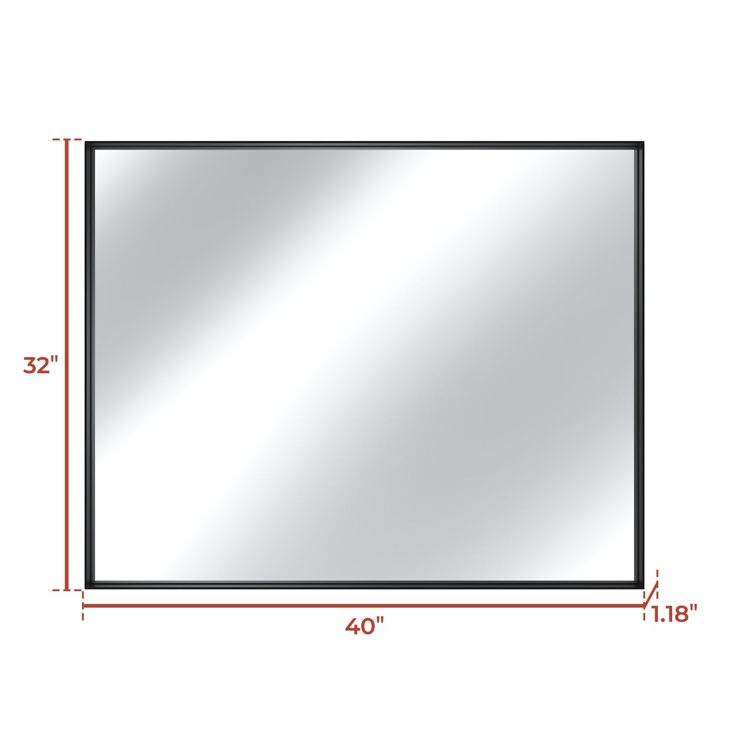 Vanityfus 32-in W 32-in H Rectangle Matte Black Framed Wall-Mounted Bathroom Vanity Mirror in Silver