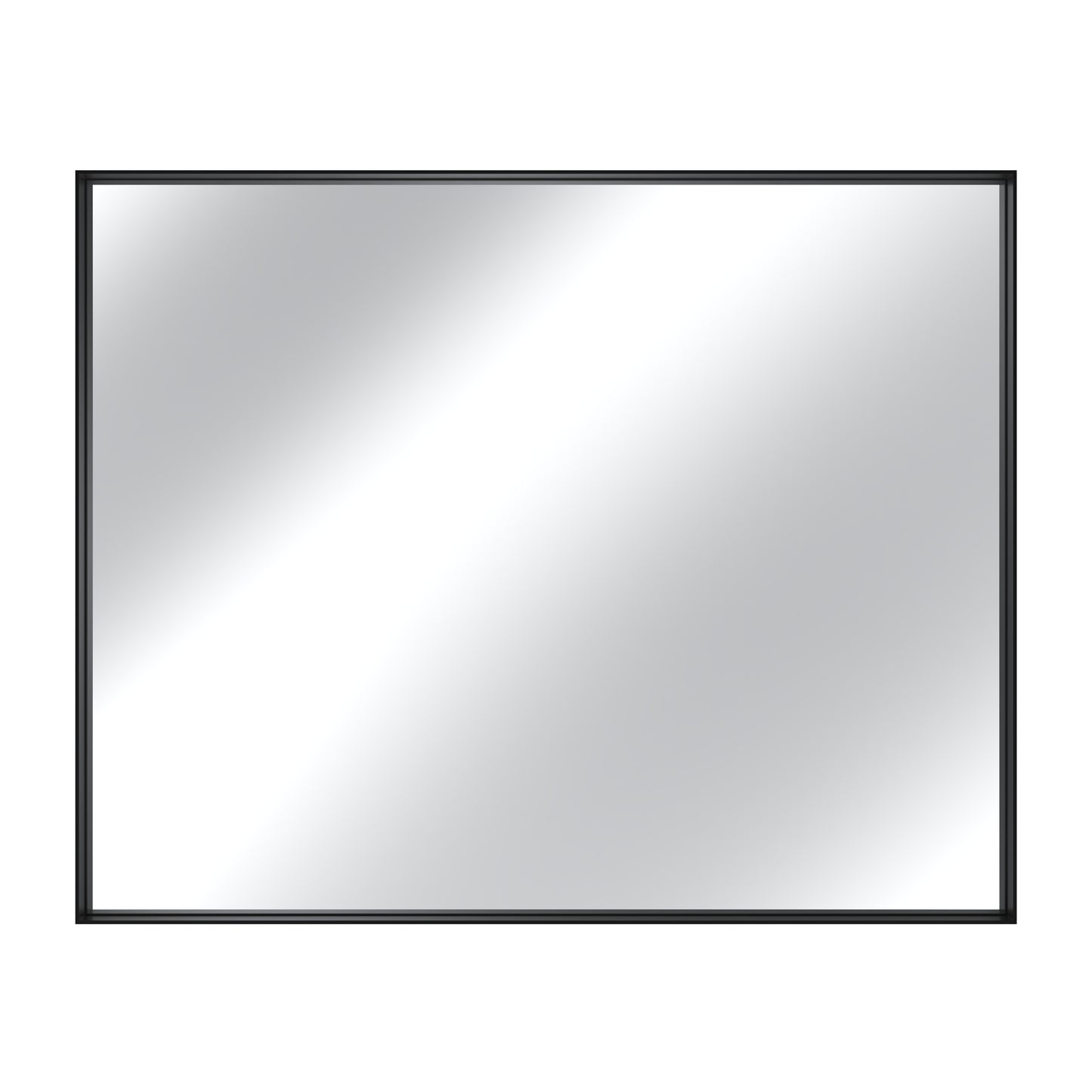 Vanityfus 32-in W 32-in H Rectangle Matte Black Framed Wall-Mounted Bathroom Vanity Mirror in Silver