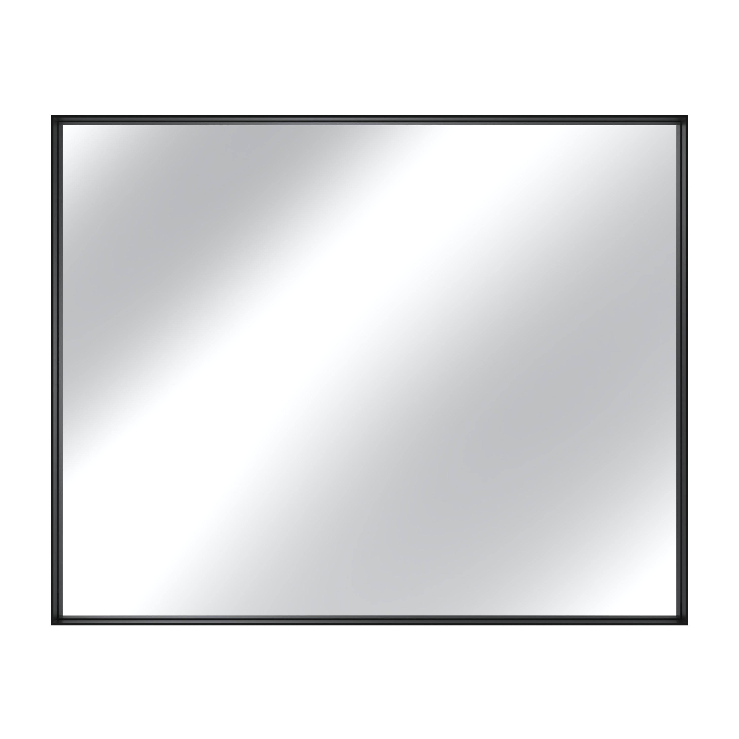 Vanityfus 32-in W 32-in H Rectangle Matte Black Framed Wall-Mounted Bathroom Vanity Mirror in Silver