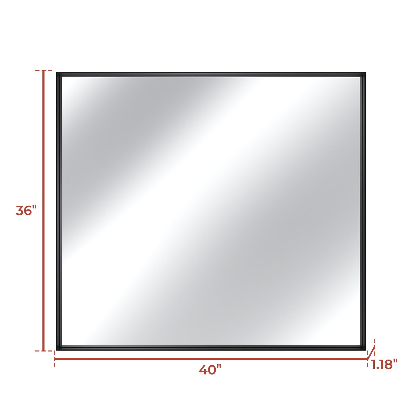 Vanityfus 36-in W 40-in H Rectangle Matte Black Framed Wall-Mounted Bathroom Vanity Mirror in Silver