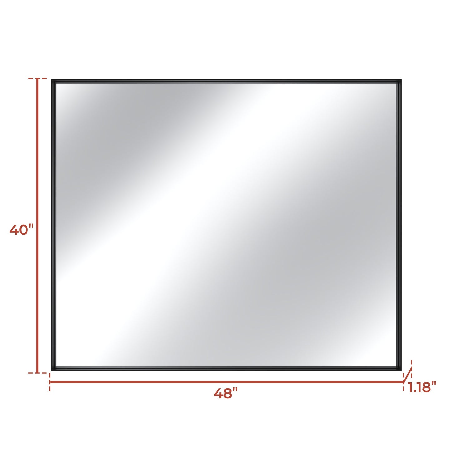 Vanityfus 40-in W 48-in H Rectangle Matte Black Framed Wall-Mounted Bathroom Vanity Mirror in sliver