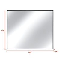 Vanityfus 40-in W 48-in H Rectangle Matte Black Framed Wall-Mounted Bathroom Vanity Mirror in sliver