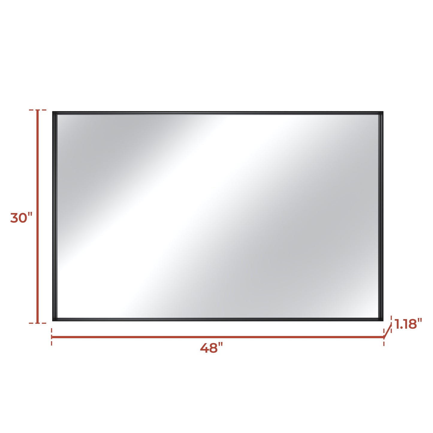 Vanityfus 30-in W 48-in H Rectangle Matte Black Framed Wall-Mounted Bathroom Vanity Mirror in sliver