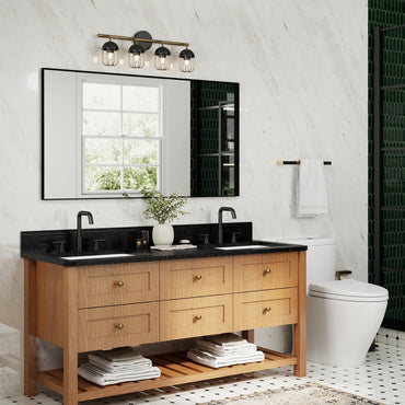 Vanityfus 32-in W 48-in H Rectangle Matte Black Framed Wall-Mounted Bathroom Vanity Mirror in sliver