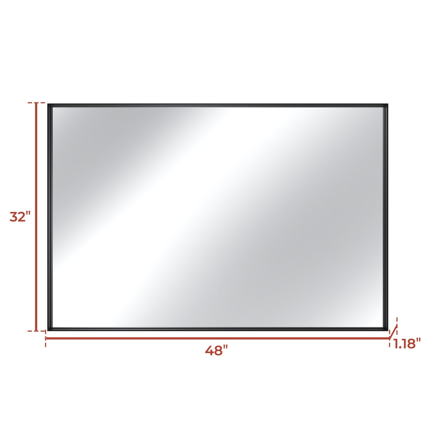 Vanityfus 32-in W 48-in H Rectangle Matte Black Framed Wall-Mounted Bathroom Vanity Mirror in sliver