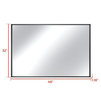 Vanityfus 32-in W 48-in H Rectangle Matte Black Framed Wall-Mounted Bathroom Vanity Mirror in sliver