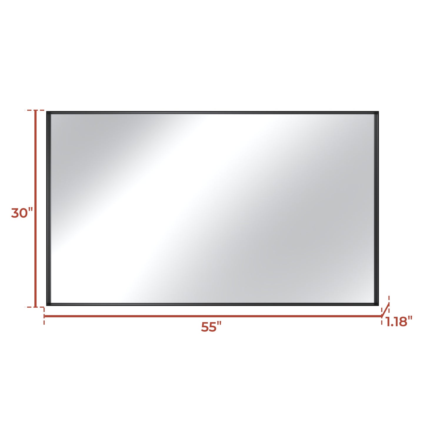 Vanityfus 30-in W 55-in H Rectangle Matte Black Framed Wall-Mounted Bathroom Vanity Mirror in sliver
