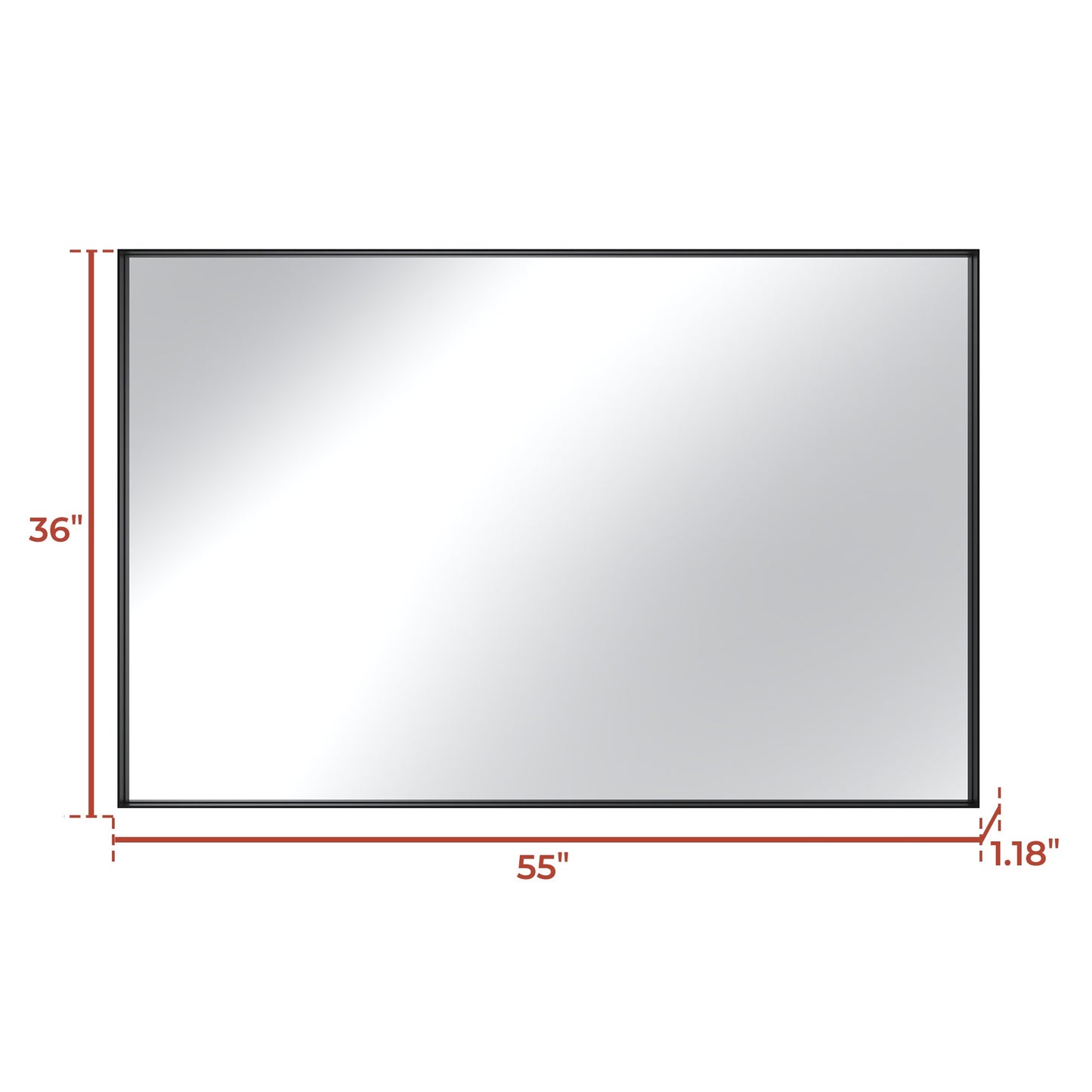 Vanityfus 36-in W 55-in H Rectangle Matte Black Framed Wall-Mounted Bathroom Vanity Mirror in sliver
