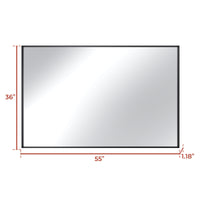 Vanityfus 36-in W 55-in H Rectangle Matte Black Framed Wall-Mounted Bathroom Vanity Mirror in sliver