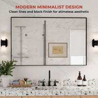 Vanityfus 40-in W 60-in H Rectangle Matte Black Framed Wall-Mounted Bathroom Vanity Mirror in sliver