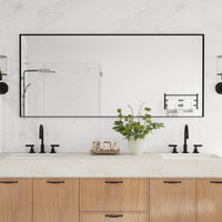 Vanityfus 30-in W 60-in H Rectangle Matte Black Framed Wall-Mounted Bathroom Vanity Mirror in sliver