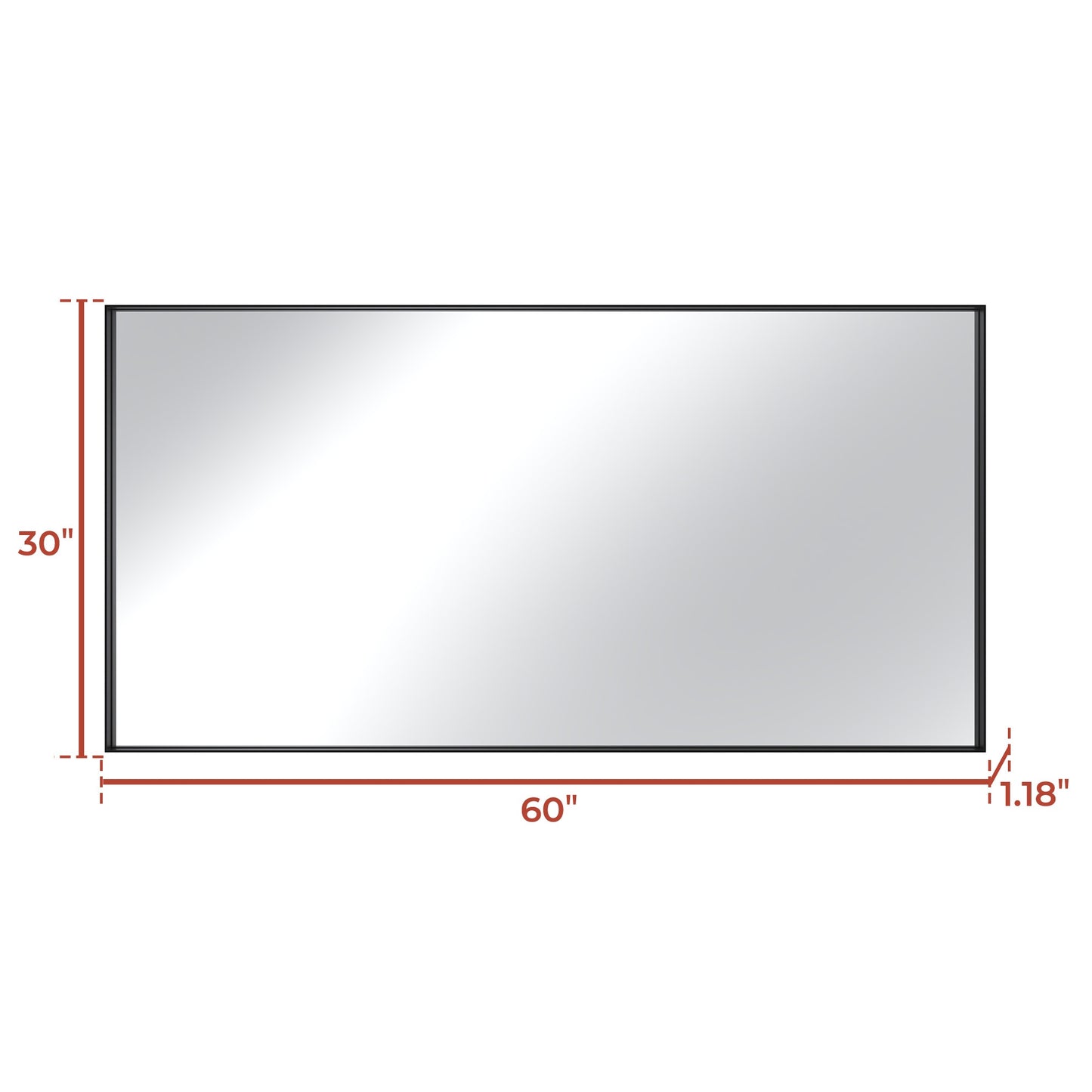 Vanityfus 30-in W 60-in H Rectangle Matte Black Framed Wall-Mounted Bathroom Vanity Mirror in sliver
