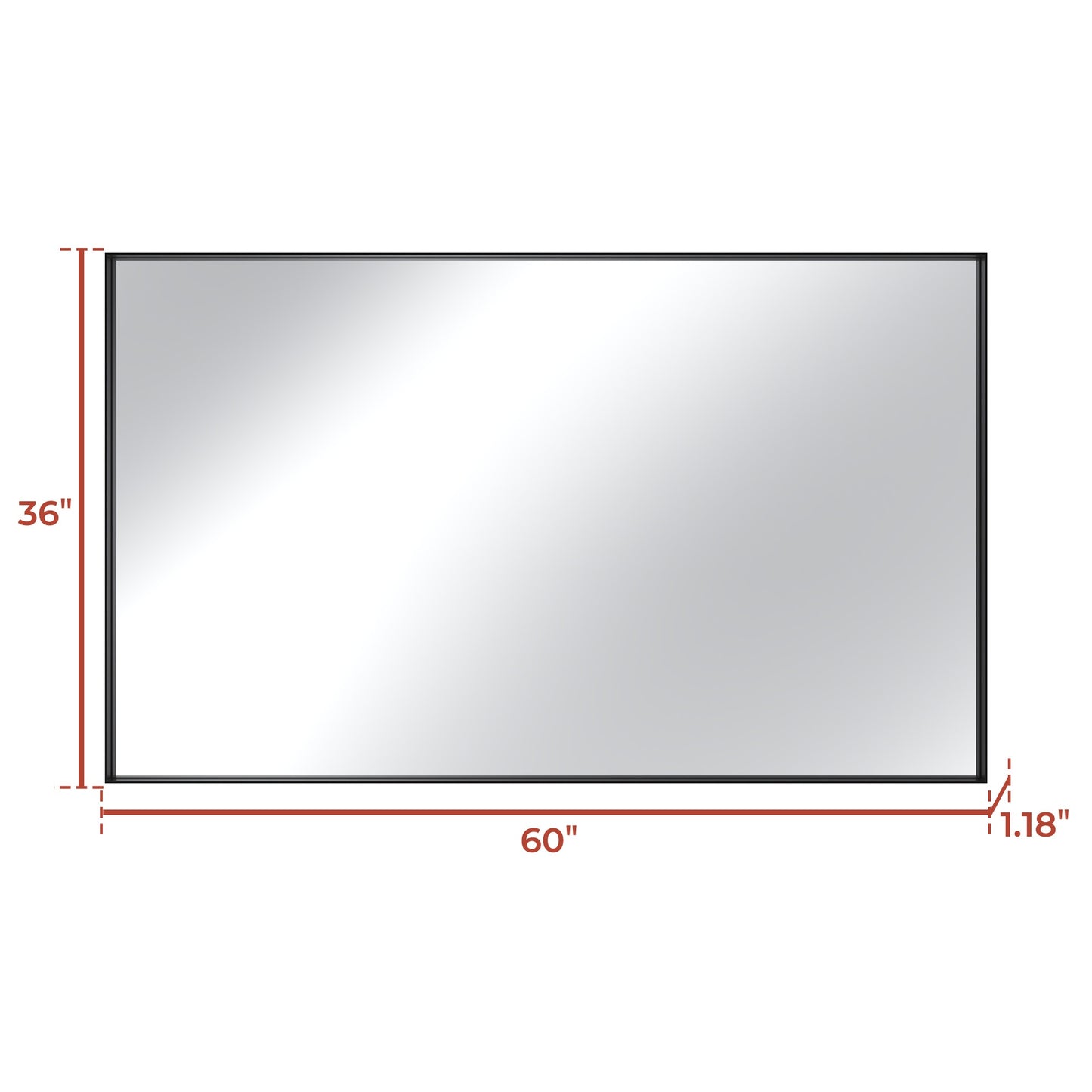 Vanityfus 36-in W 60-in H Rectangle Matte Black Framed Wall-Mounted Bathroom Vanity Mirror in sliver
