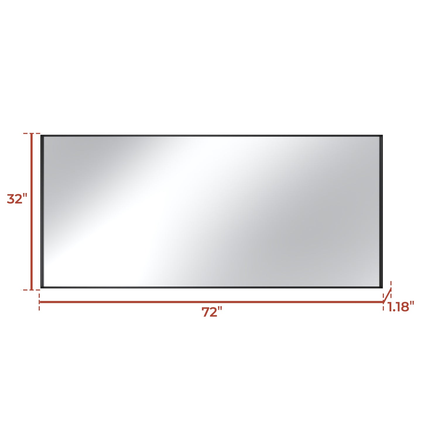 Vanityfus 32-in W 72-in H Rectangle Matte Black Framed Wall-Mounted Bathroom Vanity Mirror in sliver