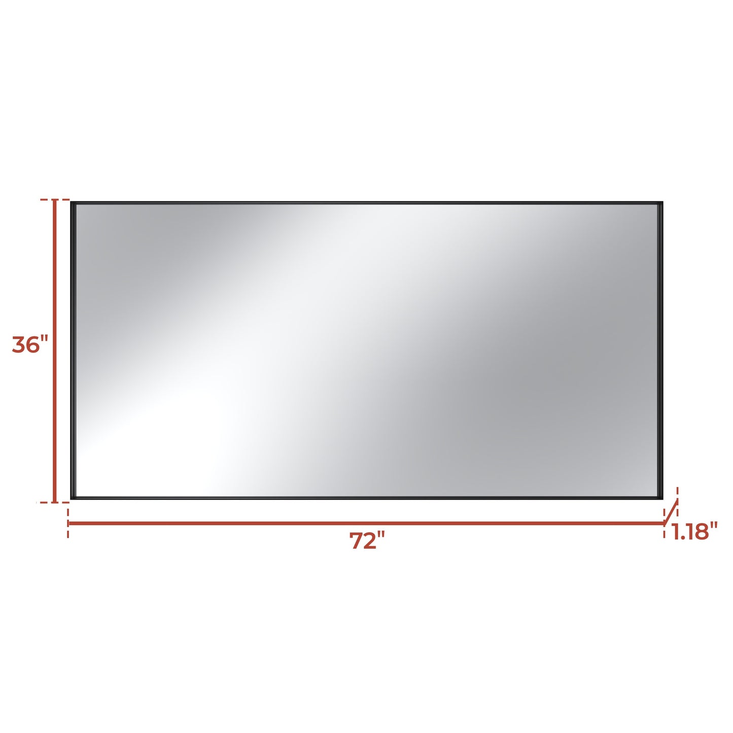 Vanityfus 36-in W 72-in H Rectangle Matte Black Framed Wall-Mounted Bathroom Vanity Mirror in sliver