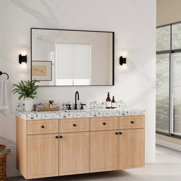 Vanityfus 16-in W 24-in H Rectangle Matte Black Framed Wall-Mounted Bathroom Vanity Mirror in Silver