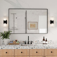 Vanityfus 16-in W 24-in H Rectangle Matte Black Framed Wall-Mounted Bathroom Vanity Mirror in Silver