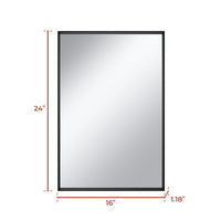 Vanityfus 16-in W 24-in H Rectangle Matte Black Framed Wall-Mounted Bathroom Vanity Mirror in Silver