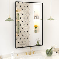 Vanityfus 16-in W 24-in H Rectangle Matte Black Framed Wall-Mounted Bathroom Vanity Mirror in Silver