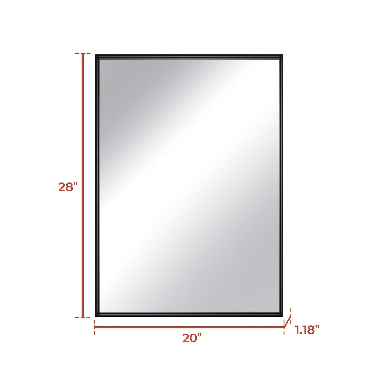 Vanityfus 20-in W 28-in H Rectangle Matte Black Framed Wall-Mounted Bathroom Vanity Mirror in Silver