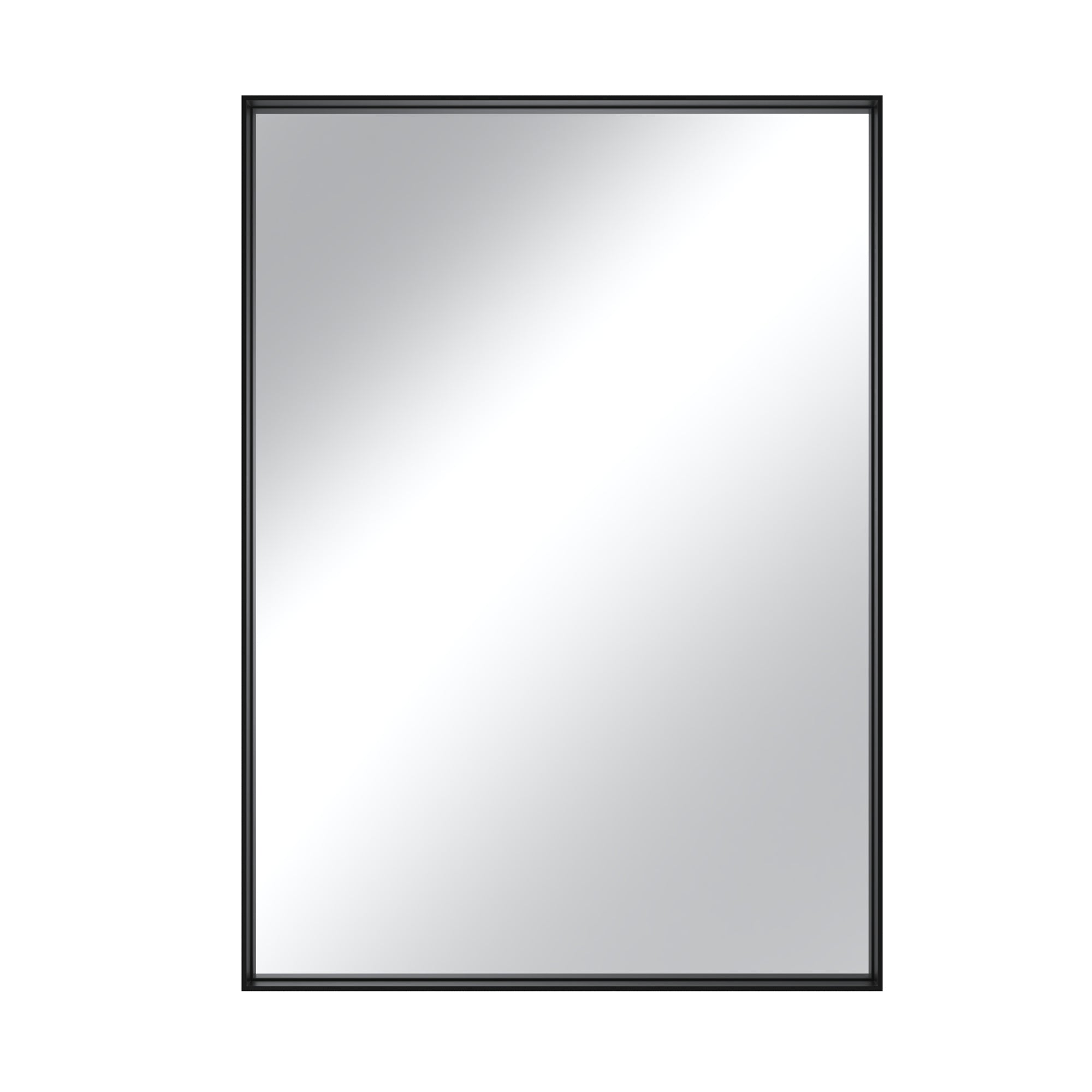 Vanityfus 20-in W 28-in H Rectangle Matte Black Framed Wall-Mounted Bathroom Vanity Mirror in Silver