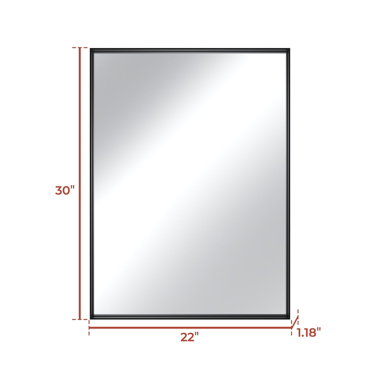 Vanityfus 22-in W 30-in H Rectangle Matte Black Framed Wall-Mounted Bathroom Vanity Mirror in Silver