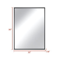 Vanityfus 22-in W 30-in H Rectangle Matte Black Framed Wall-Mounted Bathroom Vanity Mirror in Silver