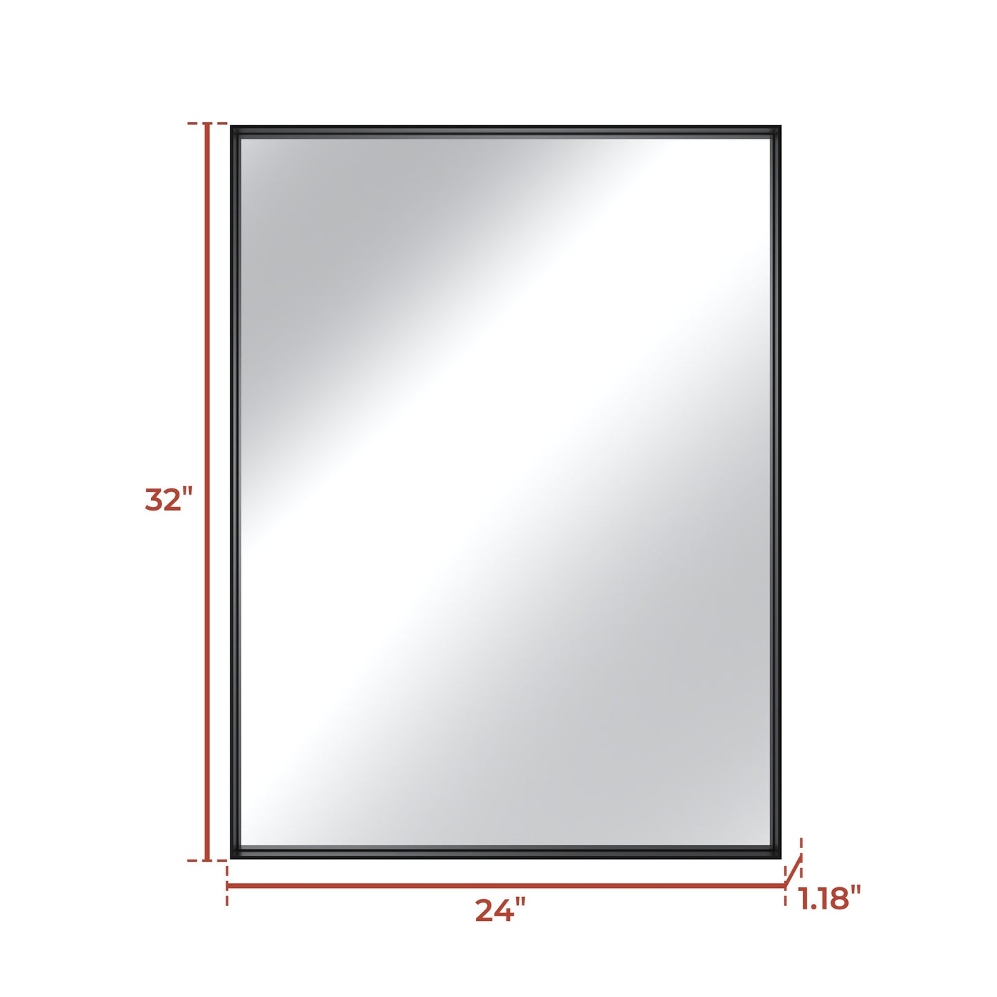 Vanityfus 24-in W 32-in H Rectangle Matte Black Framed Wall-Mounted Bathroom Vanity Mirror in Silver