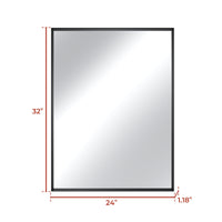 Vanityfus 24-in W 32-in H Rectangle Matte Black Framed Wall-Mounted Bathroom Vanity Mirror in Silver