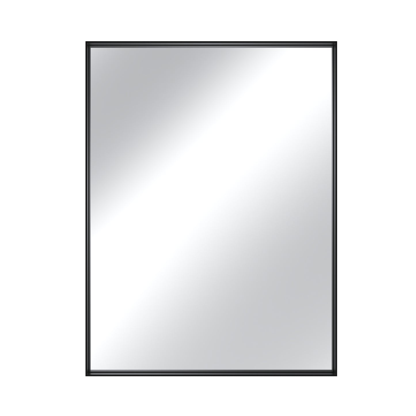 Vanityfus 24-in W 32-in H Rectangle Matte Black Framed Wall-Mounted Bathroom Vanity Mirror in Silver