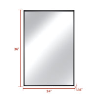 Vanityfus 24-in W 36-in H Rectangle Matte Black Framed Wall-Mounted Bathroom Vanity Mirror in Silver