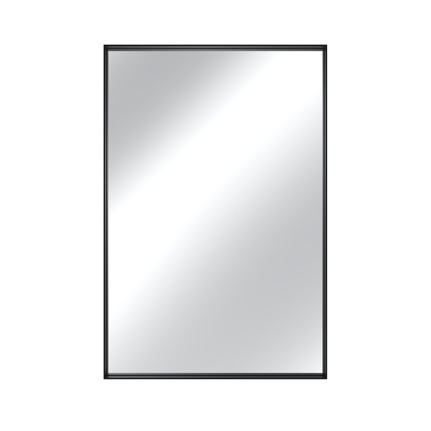 Vanityfus 24-in W 36-in H Rectangle Matte Black Framed Wall-Mounted Bathroom Vanity Mirror in Silver