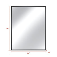 Vanityfus 28-in W 36-in H Rectangle Matte Black Framed Wall-Mounted Bathroom Vanity Mirror in Silver