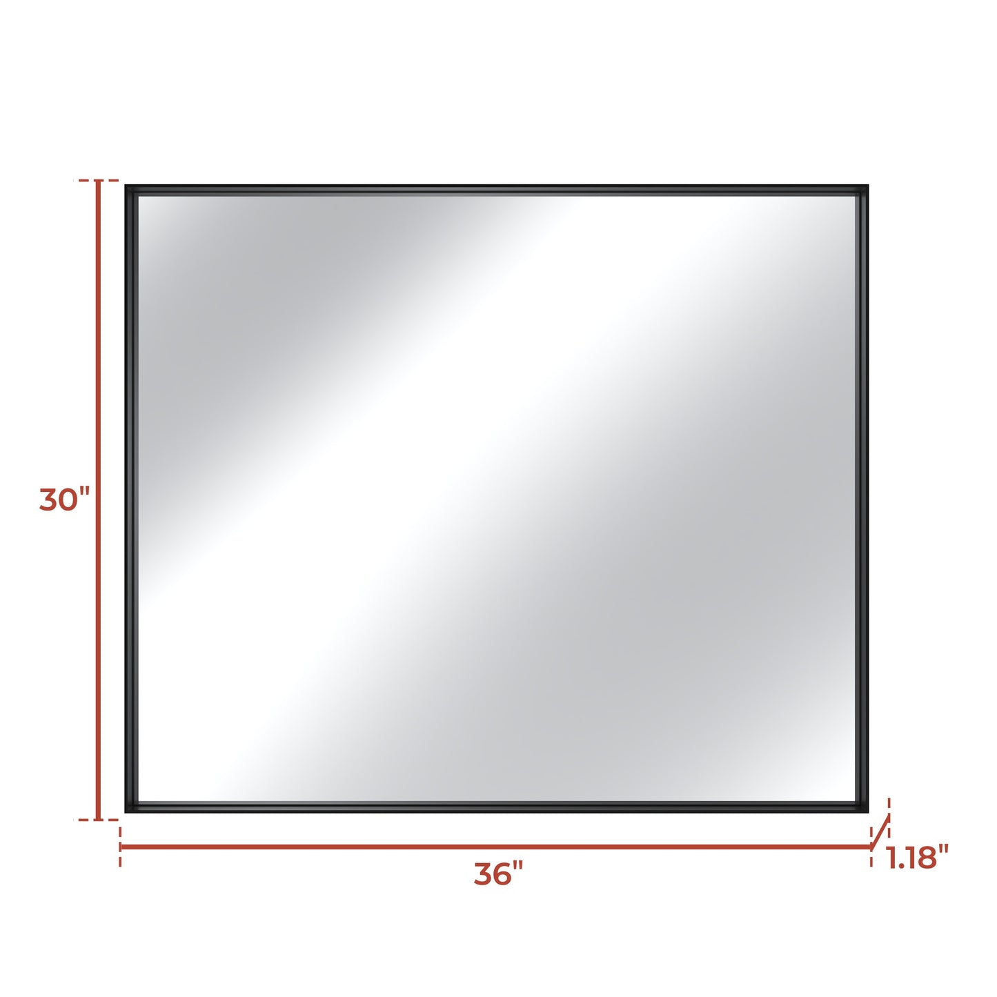 Vanityfus 30-in W 36-in H Rectangle Matte Black Framed Wall-Mounted Bathroom Vanity Mirror in Silver