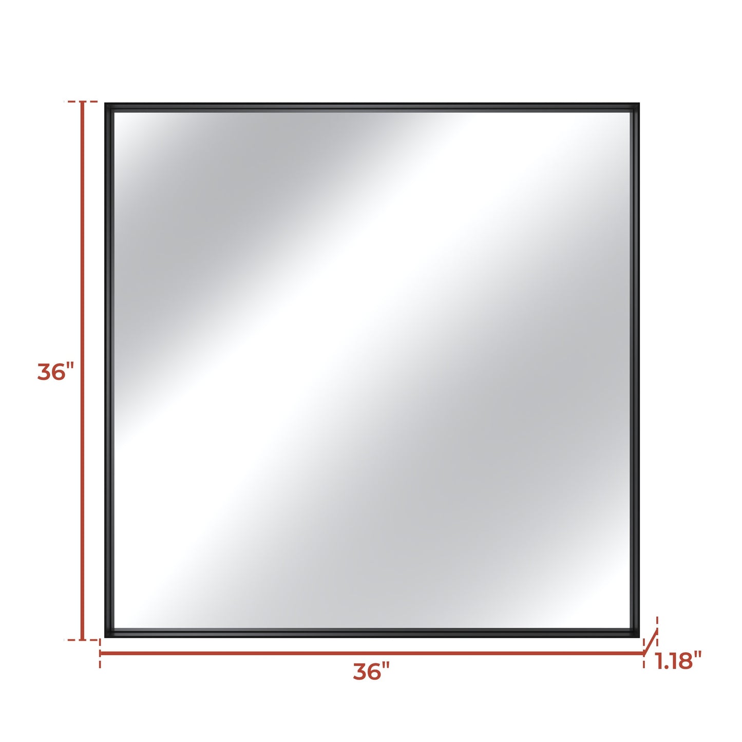 Vanityfus 36-in W 36-in H Rectangle Matte Black Framed Wall-Mounted Bathroom Vanity Mirror in Silver