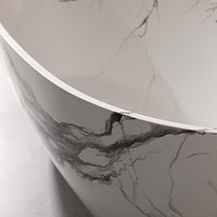 Vanityfus 31-in x 59-in Carrara Marble Look Solid Surface Oval Freestanding Soaking Bathtub with Drain (Center Drain)