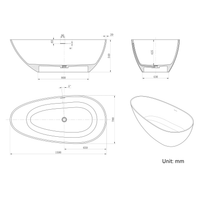 Vanityfus 31-in x 59-in Grey White Solid Surface Oval Freestanding Soaking Bathtub with Drain (Center Drain)