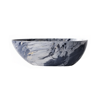 Vanityfus 31-in x 59-in Grey White Solid Surface Oval Freestanding Soaking Bathtub with Drain (Center Drain)