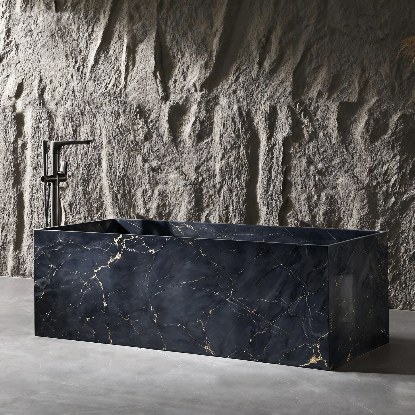 Vanityfus 29-in x 67-in Blue Gold Solid Surface Rectangle Alcove Freestanding Soaking Bathtub with Drain (Left Drain)