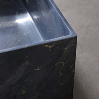 Vanityfus 29-in x 67-in Blue Gold Solid Surface Rectangle Alcove Freestanding Soaking Bathtub with Drain (Left Drain)
