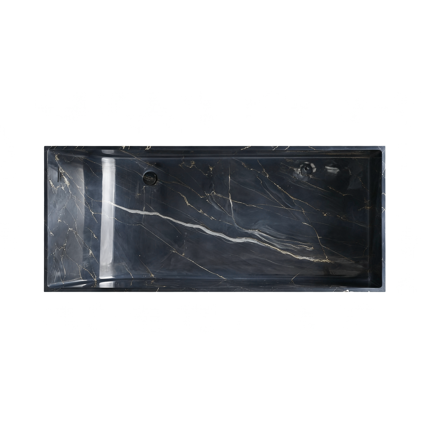 Vanityfus 29-in x 67-in Blue Gold Solid Surface Rectangle Alcove Freestanding Soaking Bathtub with Drain (Left Drain)